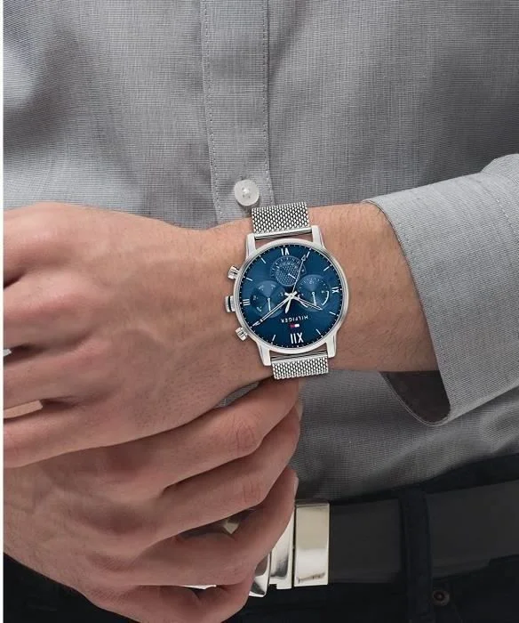 Montre Homme Tommy Hilfiger 1791881 Sullivan - Cadran Bleu, Bracelet Acier Maille Milanaise Argent vue 4