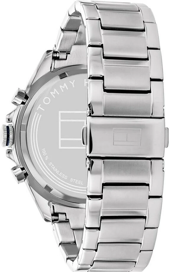 Montre Homme Tommy Hilfiger 1791968 - Boîtier Acier Argenté 46mm, Cadran Bleu Multifonctions vue 3