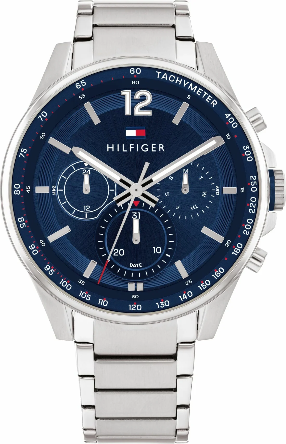 Montre Homme Tommy Hilfiger 1791973 - Cadran Bleu Multifonctions en Acier Argenté