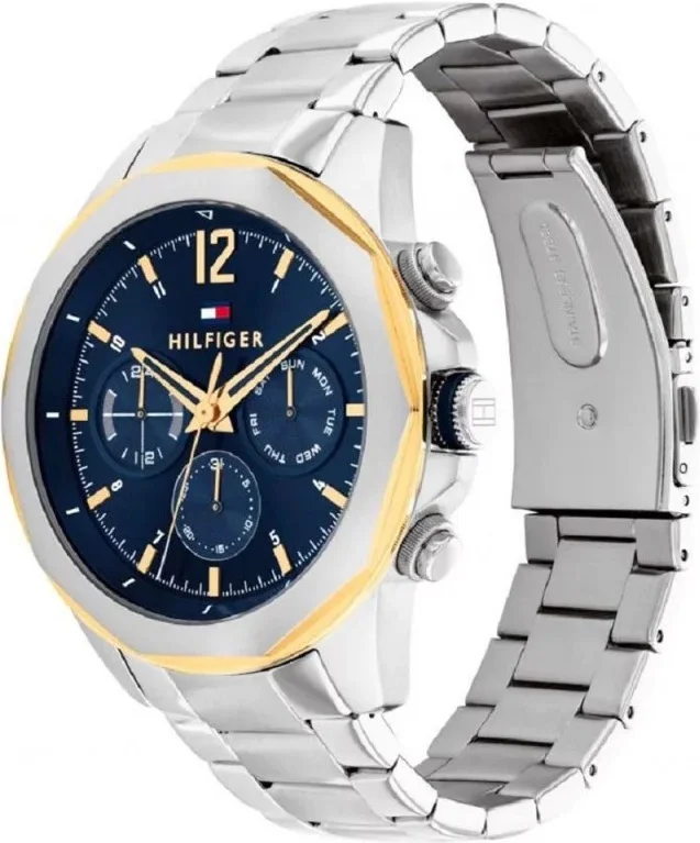 Montre Homme Tommy Hilfiger 1792059 - Boîtier 50mm Acier Bicolore Argenté/Doré, Cadran Bleu vue 2