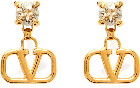 Boucles d'oreilles Valentino Garavani Vlogo Signature en métal et cristal Swarovski - Blanc vue 2