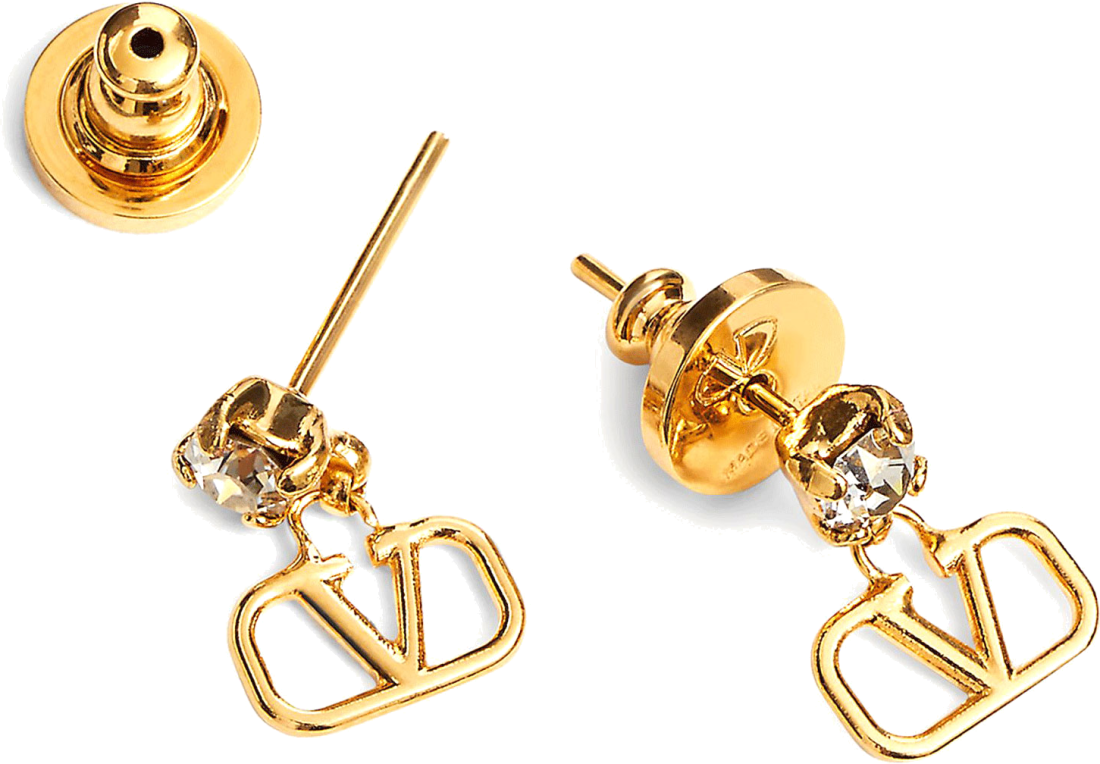 Boucles d'oreilles Valentino Garavani Vlogo Signature en métal et cristal Swarovski - Blanc vue 3