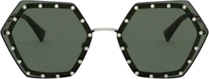 Lunettes de soleil Valentino Garavani VA2035 Ruthenium forme hexagonales - Vert vue 2