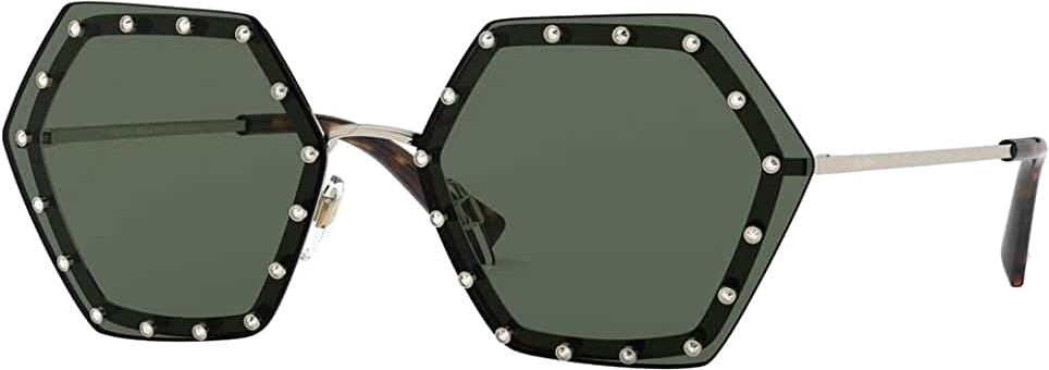 Lunettes de soleil Valentino Garavani VA2035 Ruthenium forme hexagonales - Vert vue 3