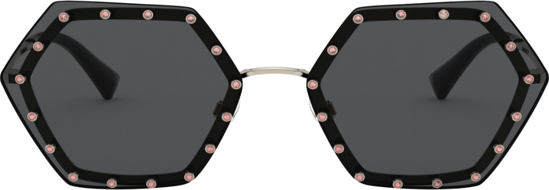 Lunettes de soleil Valentino Garavani VA2035 Ruthenium forme hexagonales - Noir vue 2