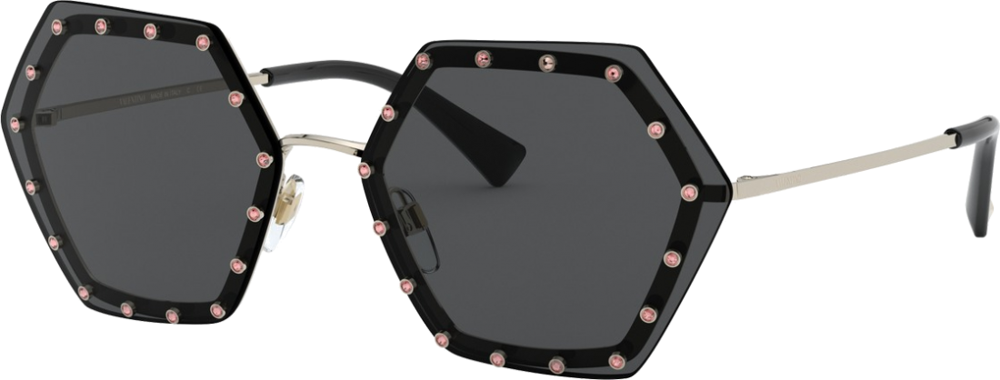 Lunettes de soleil Valentino Garavani VA2035 Ruthenium forme hexagonales - Noir vue 3