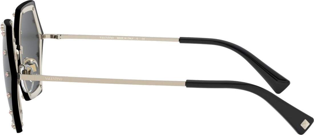 Lunettes de soleil Valentino Garavani VA2035 Ruthenium forme hexagonales - Noir vue 4