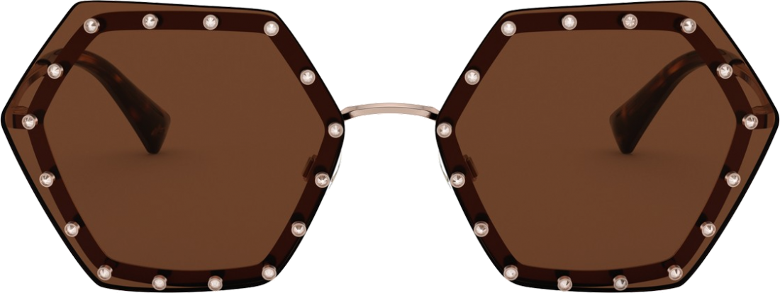 Lunettes de soleil Valentino Garavani VA2035 Ruthenium forme hexagonales - Marron vue 3