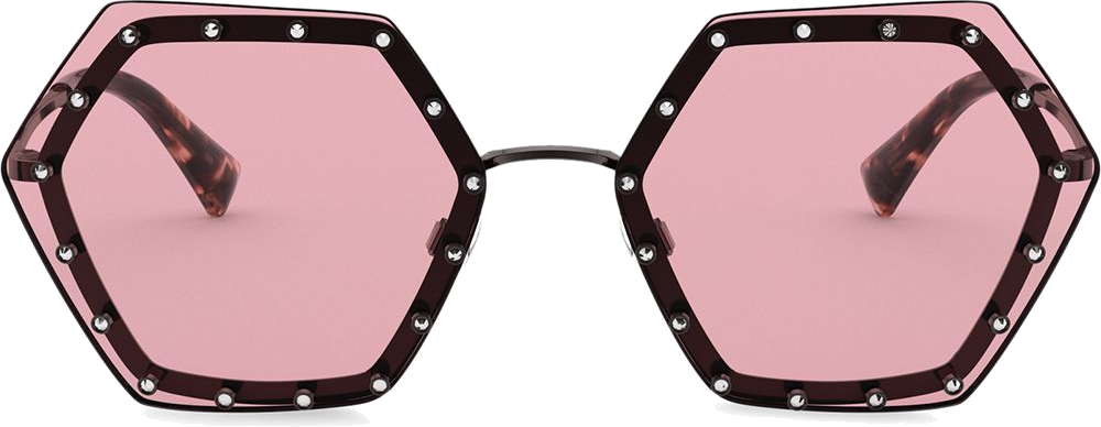Lunettes de soleil Valentino Garavani VA2035 Ruthenium forme hexagonales - Rose vue 2