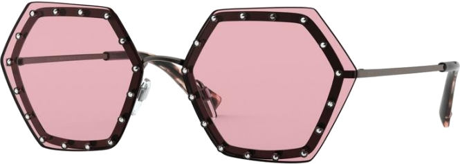 Lunettes de soleil Valentino Garavani VA2035 Ruthenium forme hexagonales - Rose vue 3
