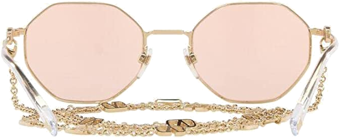 Lunettes de soleil Valentino Garavani VA2040 Hexagonales avec chaine - Rose vue 2