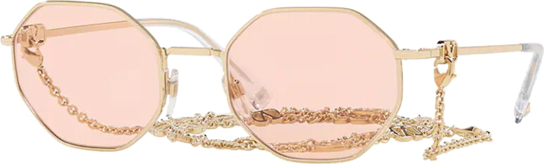 Lunettes de soleil Valentino Garavani VA2040 Hexagonales avec chaine - Rose vue 3