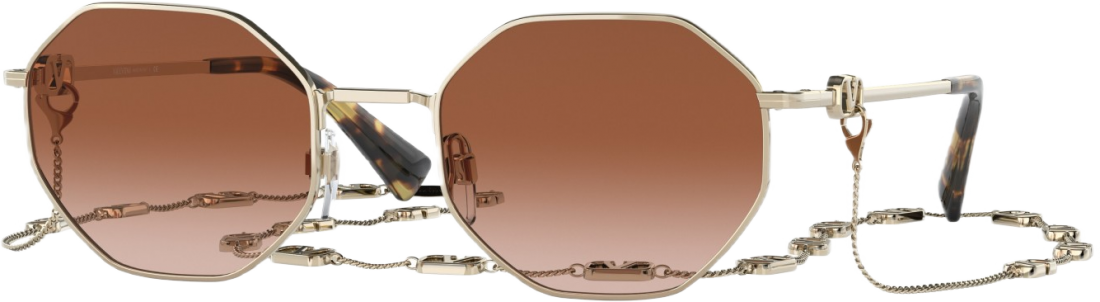 Lunettes de soleil Valentino Garavani VA2040 Hexagonales avec chaine - Marron vue 4