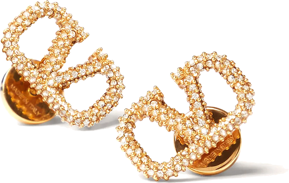 Boucles d'oreilles Valentino Garavani Vlogo Signature en métal et cristaux Swarovski vue 2