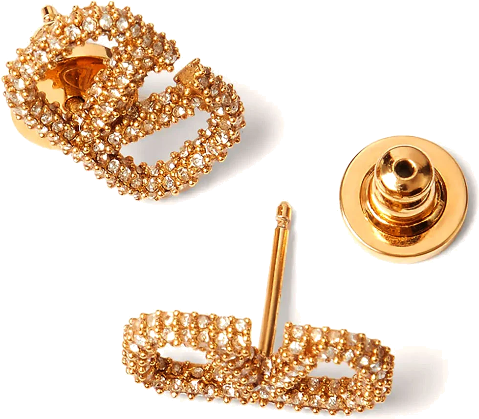 Boucles d'oreilles Valentino Garavani Vlogo Signature en métal et cristaux Swarovski vue 3