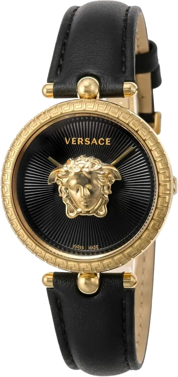 Montre Versace VECQ00118 Palazzo Empire pour Femme, Cadran Noir, Bracelet Cuir Noir