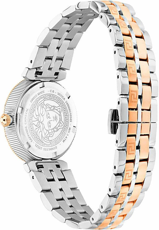 Montre Versace VEOCA0224 pour Femme, Cadran Vert Soleillé, Boîtier Acier Bicolore Argent et Or Rose vue 4