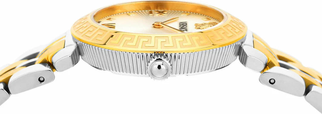 Montre Femme Versace VEOCA0324, Cadran Blanc et Bracelet Acier Bicolore Argent/Or vue 3