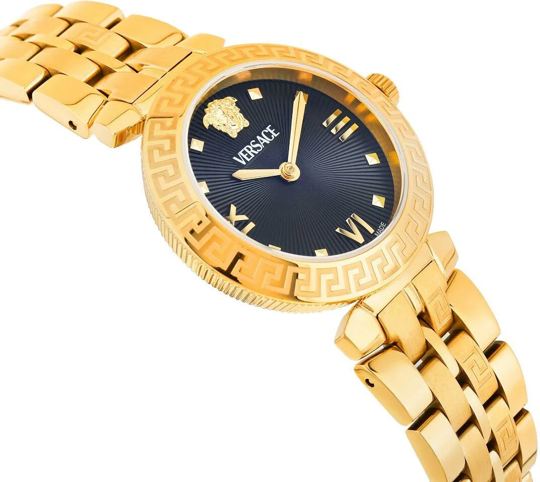 Montre Versace Daphnis VEOCA0524 pour Femme - Cadran Noir, Boîtier et Bracelet Acier Doré vue 2