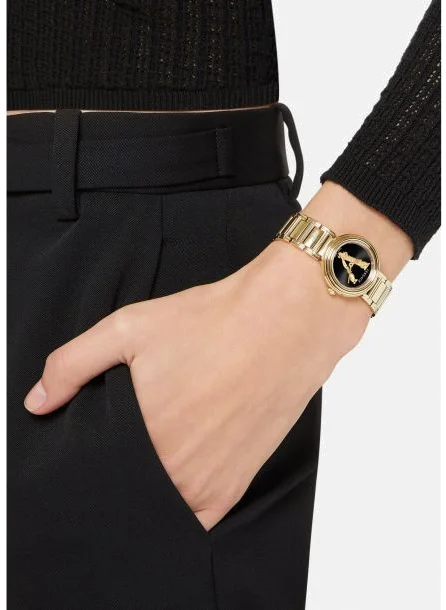 Montre Versace VET300121 Virtus Mini Femme, Cadran Noir et Bracelet Acier Or Poli vue 3