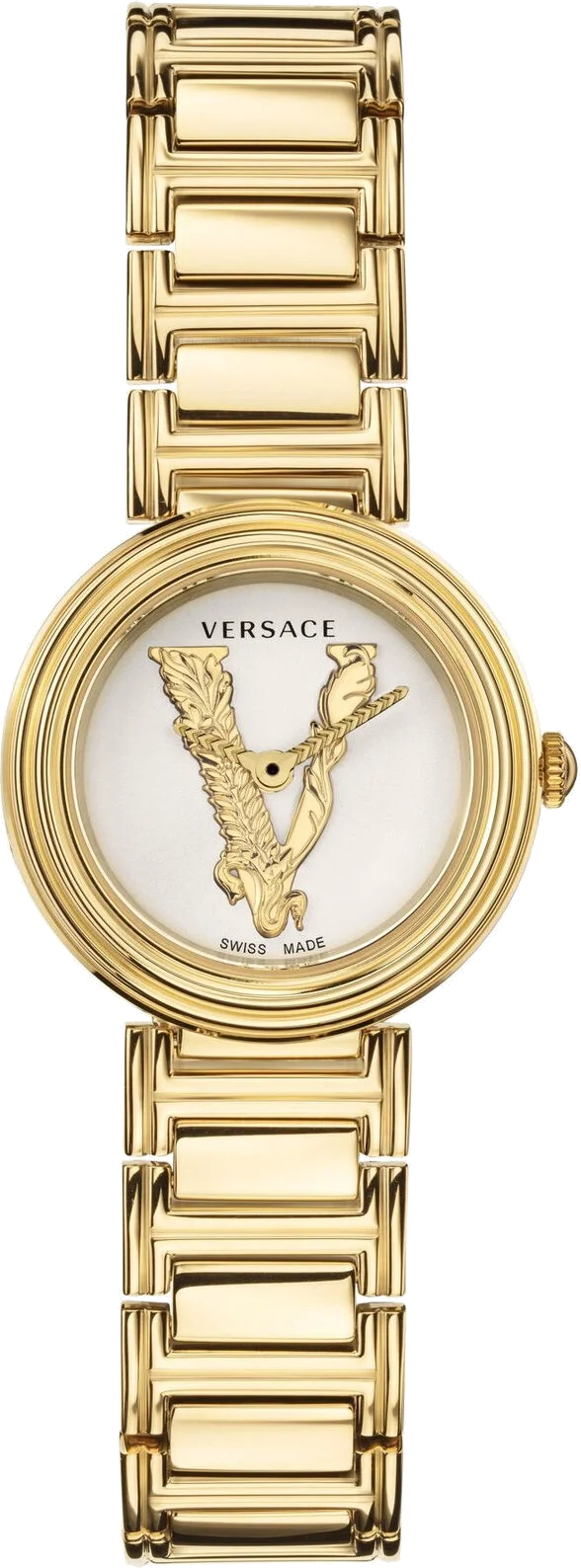 Montre Versace Virtus Mini VET300221 - Cadran Blanc, Bracelet Or Acier - Femme