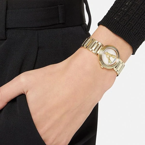 Montre Versace Virtus Mini VET300221 - Cadran Blanc, Bracelet Or Acier - Femme vue 3