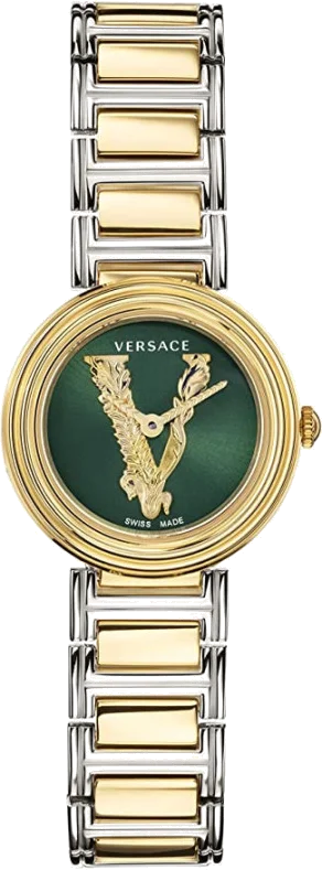Montre Femme Versace Virtus Mini VET300821 bracelet acier argent doré cadran vert