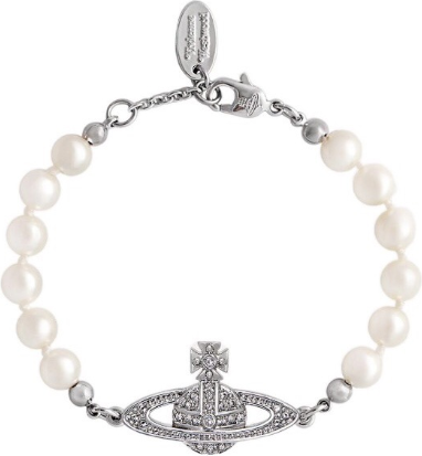 Bracelet Vivienne Westwood bas relief en perles blanches - Argent vue 2