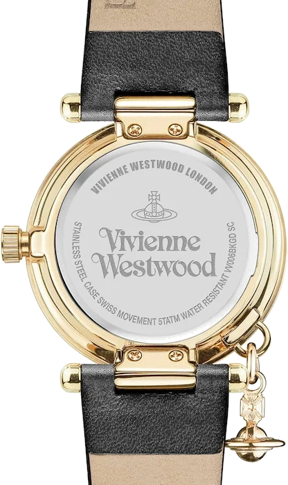 Montre Femme Vivienne Westwood Orb II - Boîtier or, cadran et bracelet cuir noir - Réf. VV006BKGD vue 2