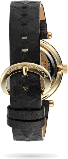 Montre Femme Vivienne Westwood Orb II - Boîtier or, cadran et bracelet cuir noir - Réf. VV006BKGD vue 3