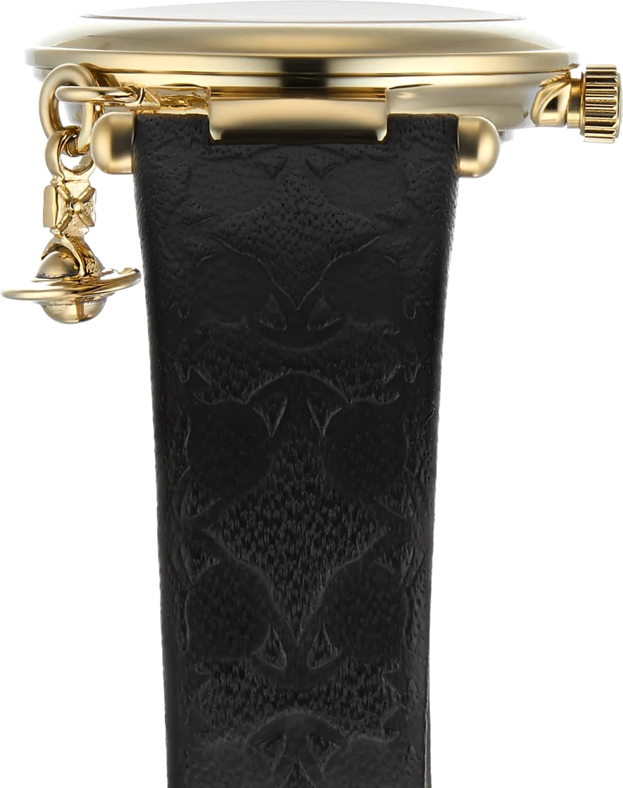 Montre Femme Vivienne Westwood Orb II - Boîtier or, cadran et bracelet cuir noir - Réf. VV006BKGD vue 4