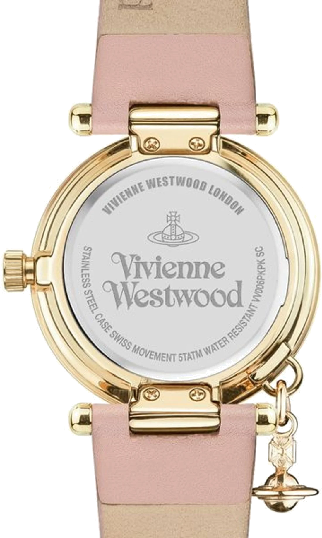 Montre Femme Vivienne Westwood Orb II VV006PKPK - Boîtier Or Jaune & Cadran Rose - Bracelet Cuir Rose vue 3