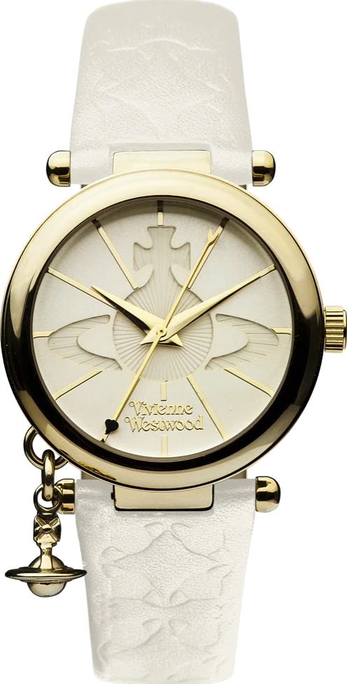 Montre Femme Vivienne Westwood Orb II - Réf. VV006WHWH - Cadran doré, bracelet cuir beige