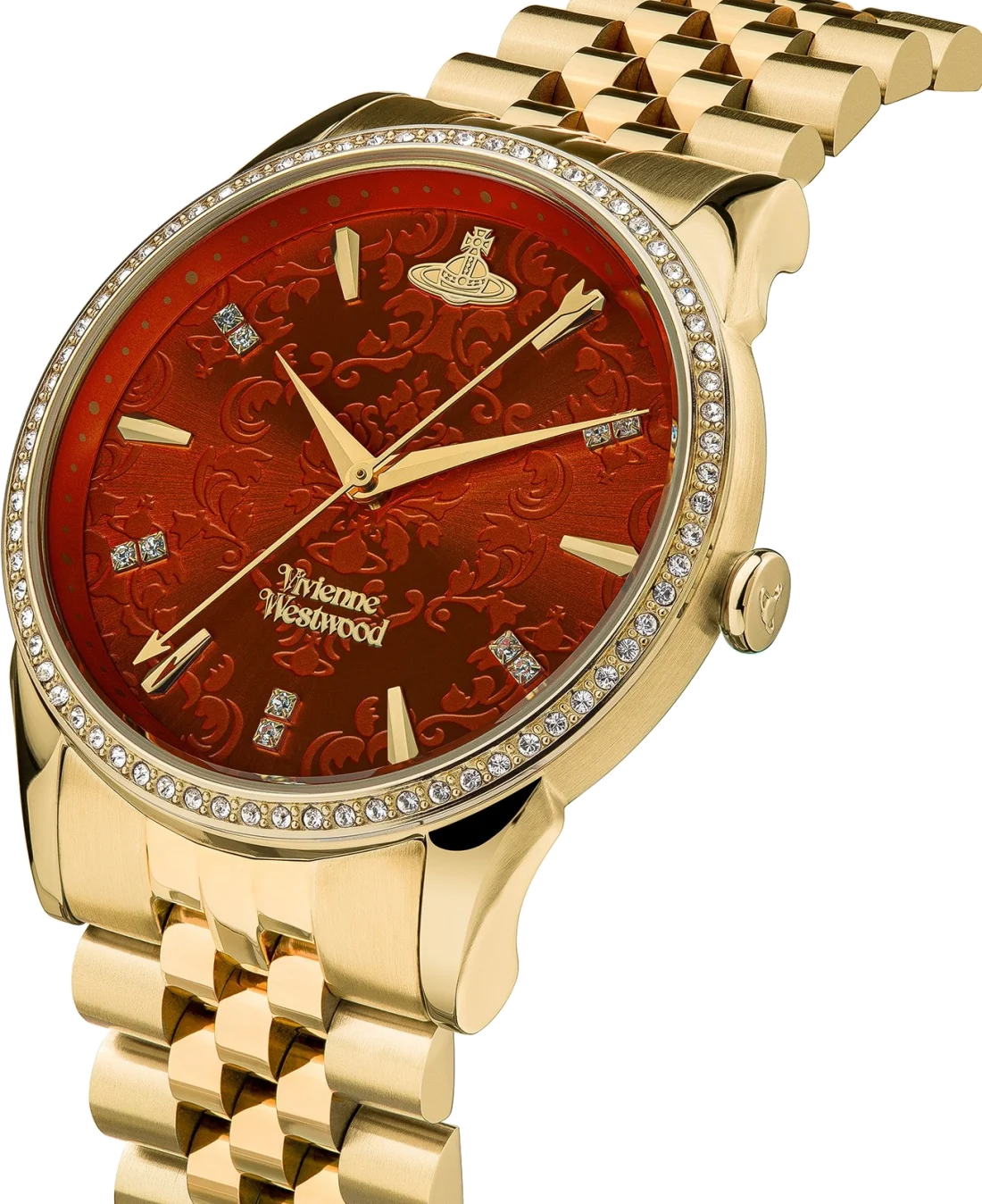Montre Femme Vivienne Westwood Wallace VV208RDGD - Boîtier et bracelet acier doré, cadran rouge vue 2
