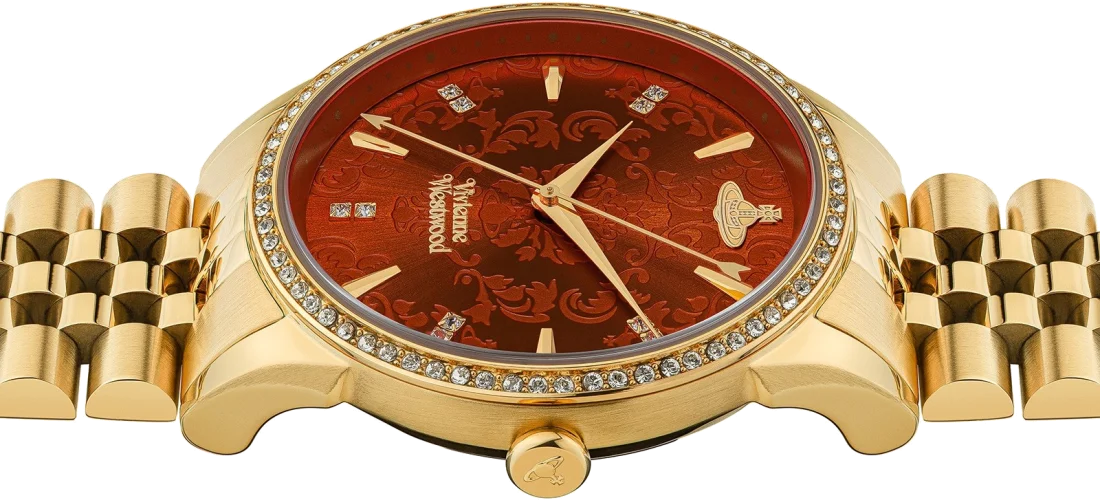 Montre Femme Vivienne Westwood Wallace VV208RDGD - Boîtier et bracelet acier doré, cadran rouge vue 3