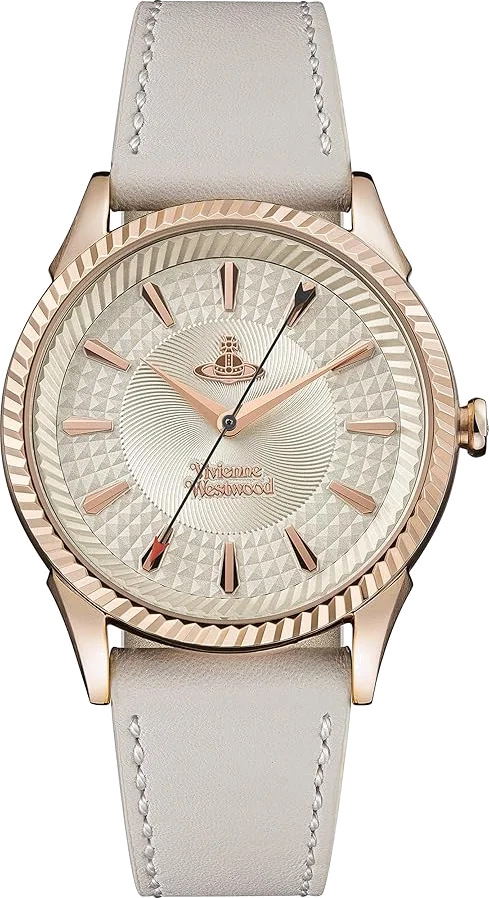 Montre Femme Vivienne Westwood Seymour VV240RSWH - Cadran blanc, boîtier or rose, bracelet cuir beige