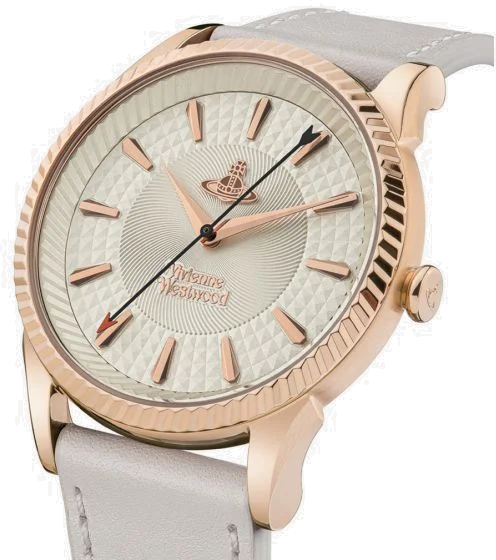 Montre Femme Vivienne Westwood Seymour VV240RSWH - Cadran blanc, boîtier or rose, bracelet cuir beige vue 2