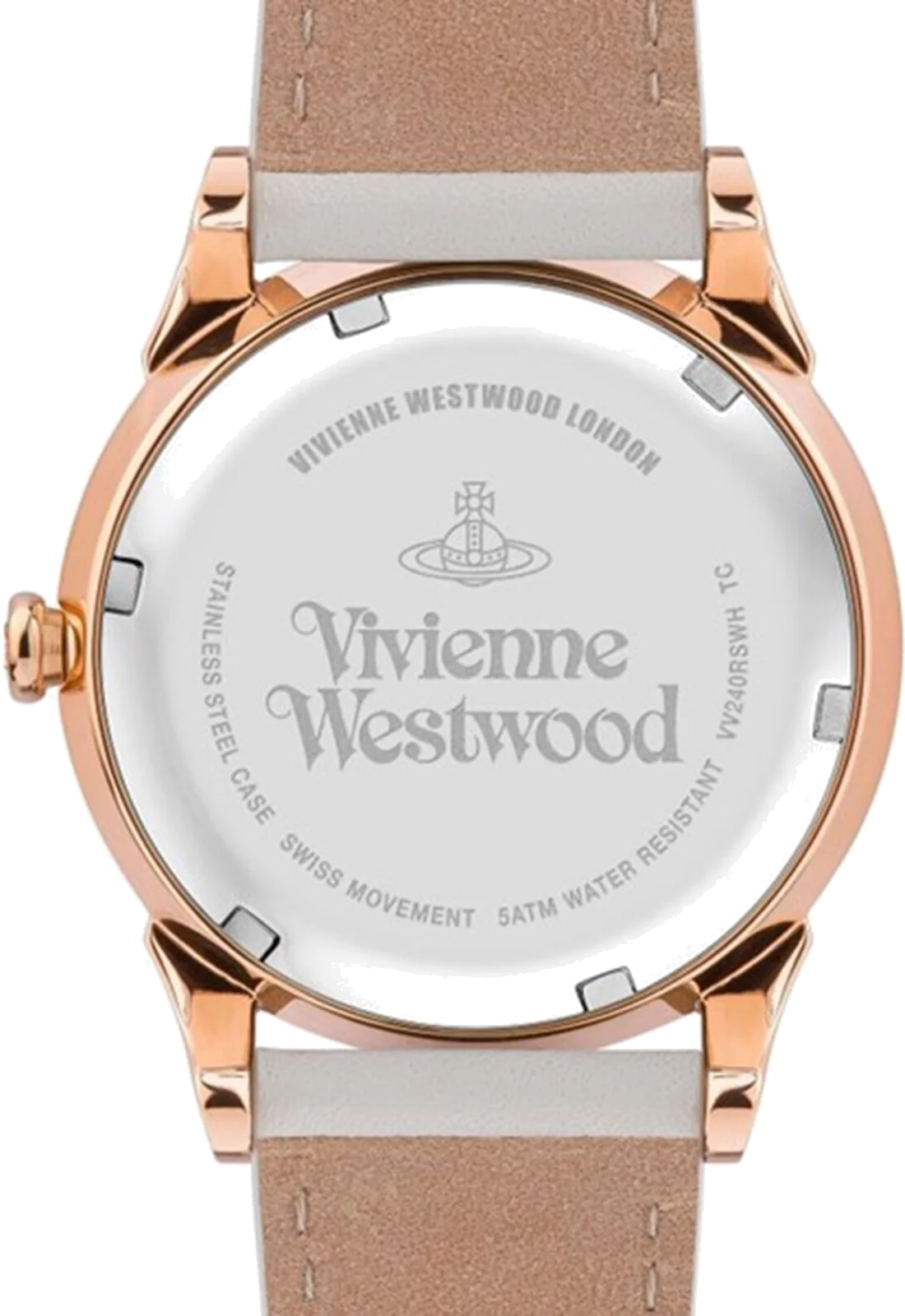 Montre Femme Vivienne Westwood Seymour VV240RSWH - Cadran blanc, boîtier or rose, bracelet cuir beige vue 4