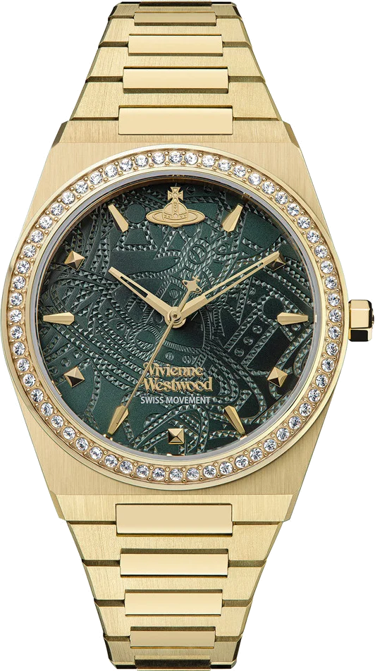 Montre Femme Vivienne Westwood Charterhouse VV244GDGR - Cadran vert, bracelet acier doré