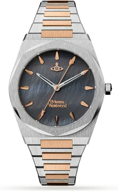 Montre Femme Vivienne Westwood VV244GYSR - Cadran Noir, Bracelet Acier Bicolore Argent