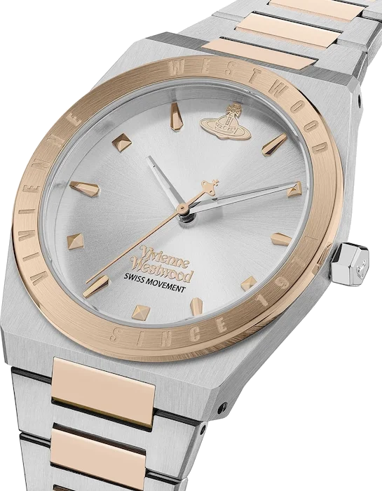 Montre Femme Vivienne Westwood Charterhouse VV244SLSR - Cadran argenté, bracelet acier bicolore or rose et argent vue 2