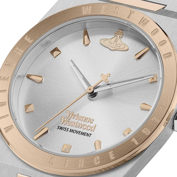 Montre Femme Vivienne Westwood Charterhouse VV244SLSR - Cadran argenté, bracelet acier bicolore or rose et argent vue 4