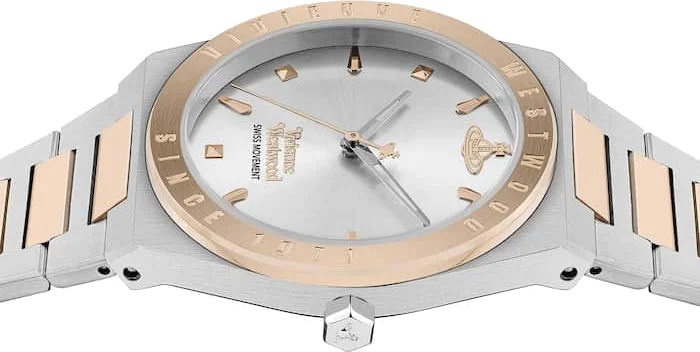 Montre Femme Vivienne Westwood Charterhouse VV244SLSR - Cadran argenté, bracelet acier bicolore or rose et argent vue 5