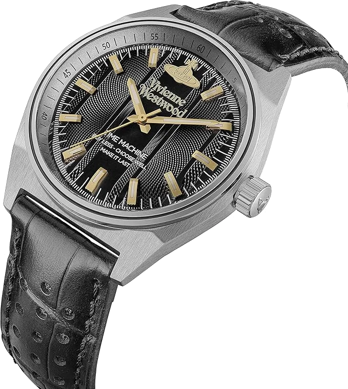 Montre Homme Vivienne Westwood Sydenham VV251BKBK - Boîtier Argent, Cadran Noir, Bracelet Cuir Perforé vue 2