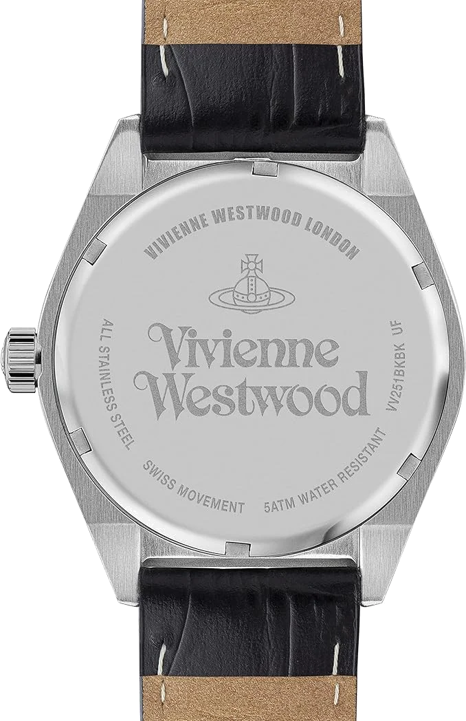 Montre Homme Vivienne Westwood Sydenham VV251BKBK - Boîtier Argent, Cadran Noir, Bracelet Cuir Perforé vue 3