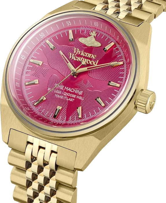Montre Femme Vivienne Westwood VV251RRGD - Cadran Fuchsia Soleillé & Bracelet Acier Doré vue 2