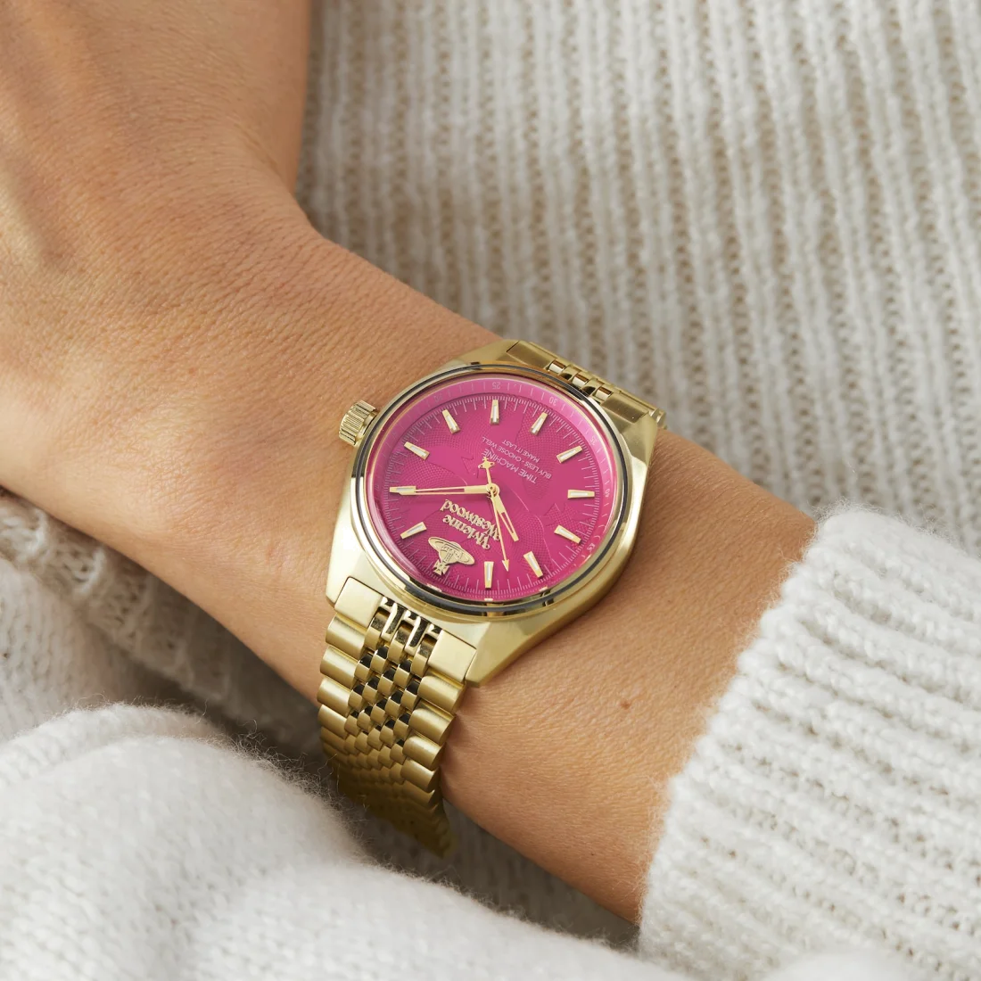 Montre Femme Vivienne Westwood VV251RRGD - Cadran Fuchsia Soleillé & Bracelet Acier Doré vue 5