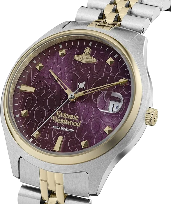 Montre Femme Vivienne Westwood Camberwell VV261BYSG - Cadran violet soleillé, bracelet acier bicolore or et argent vue 2