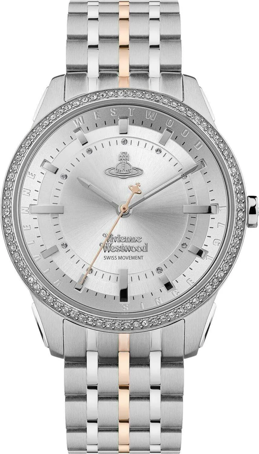 Montre Femme Vivienne Westwood VV262WSSR - Boîtier Acier 37mm, Bracelet Bicolore & Strass