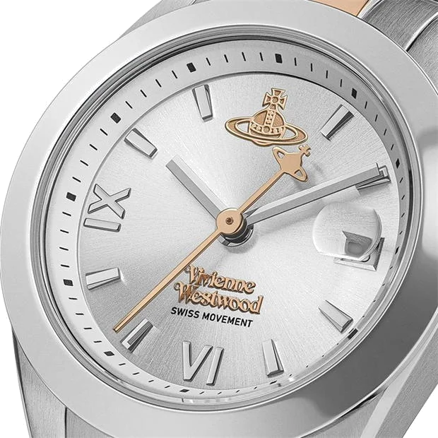 Montre Femme Vivienne Westwood Fenchurch VV292SLSR - Cadran argenté, bracelet acier bicolore argent et or rose vue 2